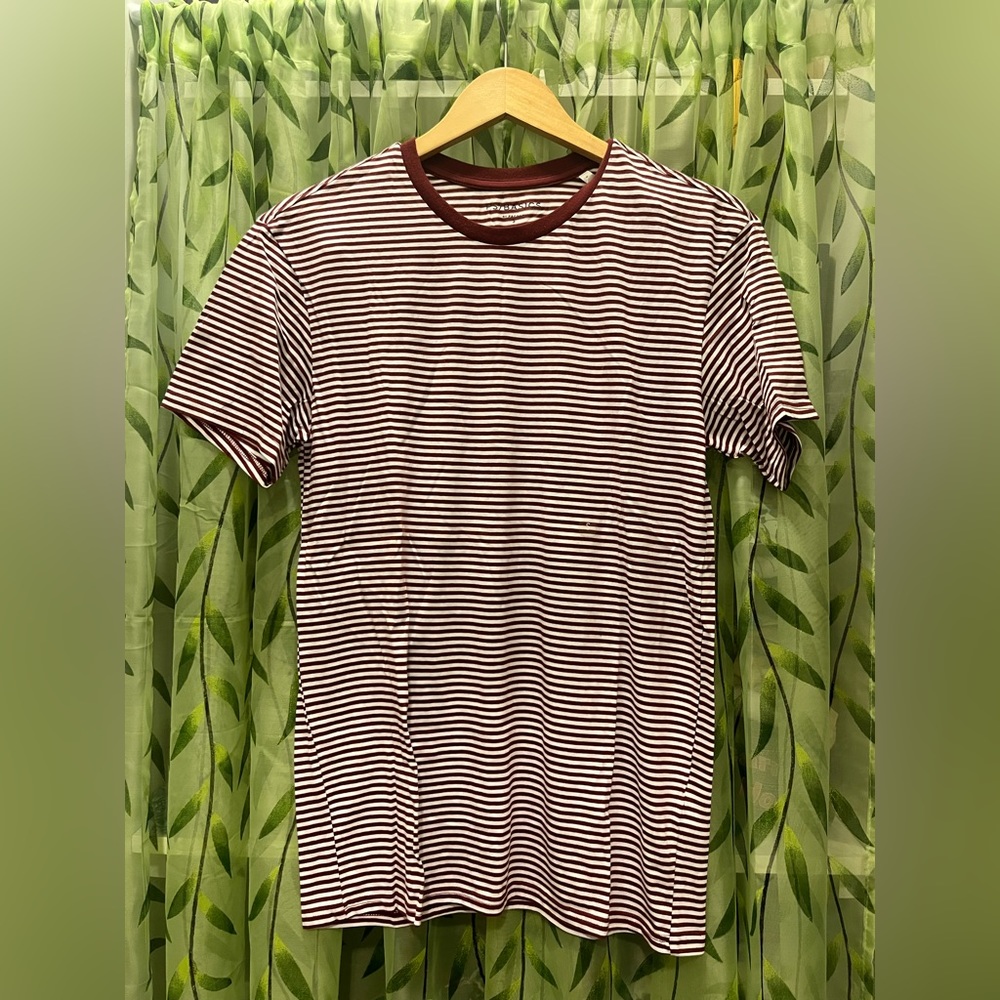 Pacsun Striped Burgundy and White Basic Tee